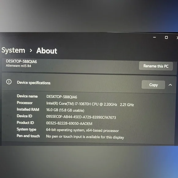 Alienware M15 Gaming Laptop - Picture 4 of 6